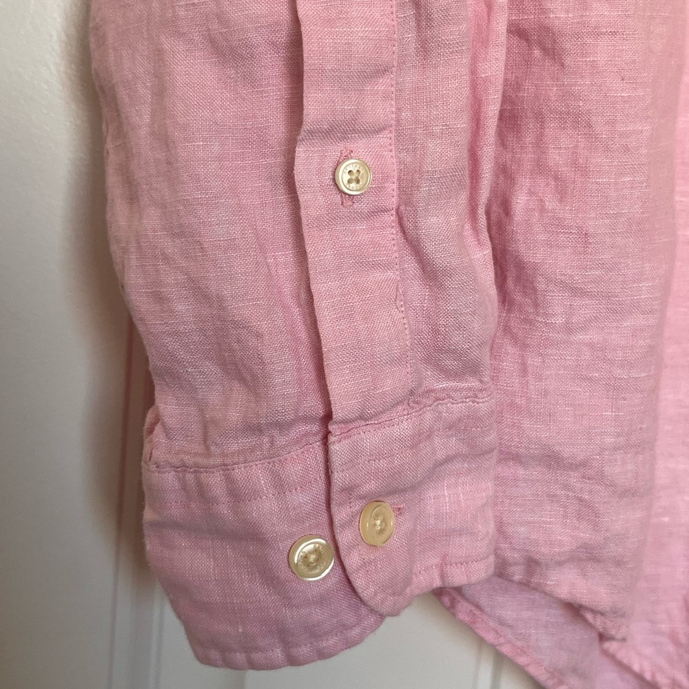 Brooks Brothers Traditional Fit Pink Irish Linen Button-Down Shirt Size Large - Picture 4 of 9
